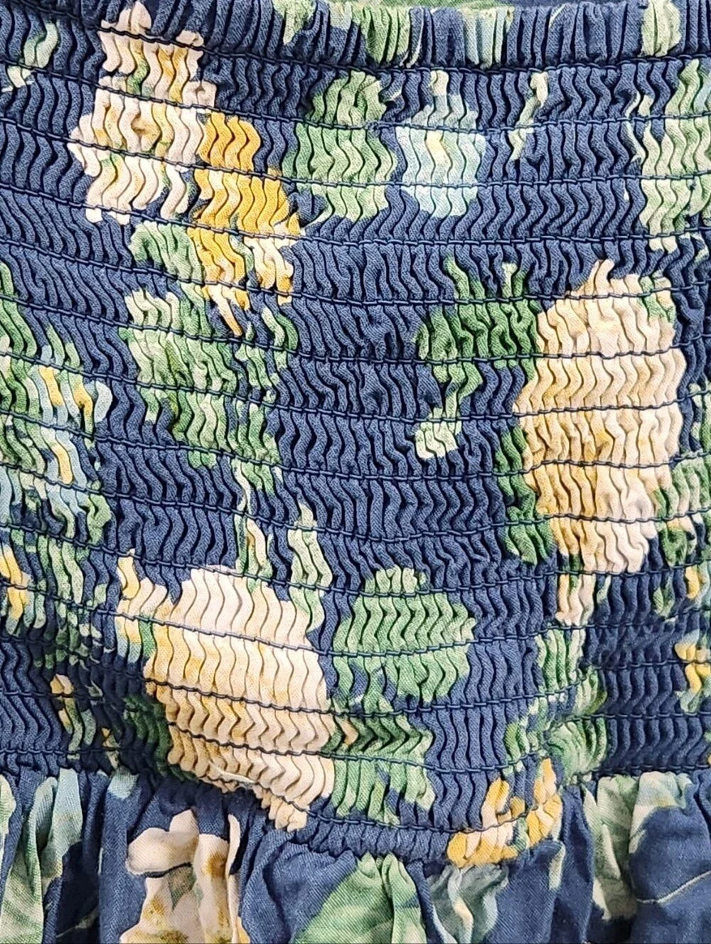 Old Navy Navy Floral Smocked Back Midi Dress Front Slit M - Picture 5 of 12